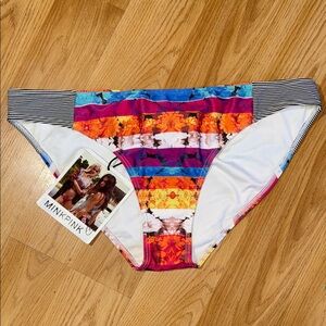 NWT MINKPINK Colorful Striped Bikini Bottom Size Large